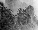 Black and White Image Yellow Mountains, China