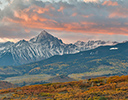 San Juan Mountains with autumn colors from Dallas Mountain road to the west of Ridgway, Colorado