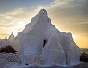 Evening light on Paraportiani Chapel Hora, Mykonos Greek Isles