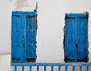 Blue and white of old building Mykonos Greek Isles