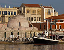 Evening light and boats in Old Harbor Chania Crete Greek Isles