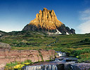 Mt. Reynolds Sunrise Logan pass and cascading stream Glacier N.P., Montana
