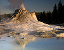 Evening light on Castle Geyser Upper Geyser Basin Yellowstone N.P., WY.