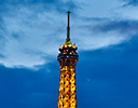 Paris evening light and Eiffel Tower viewed from Pon Alexandre III bridge