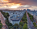 View of Paris from atop Arc de Triomphe, France