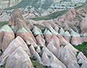 View of Cappadocia from hot air ballon, Turkey